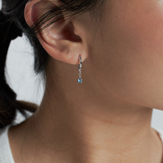 Drop Charm Huggies Set (Blue Sapphire)